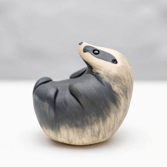 Curly Ceramic Badger Sculpture