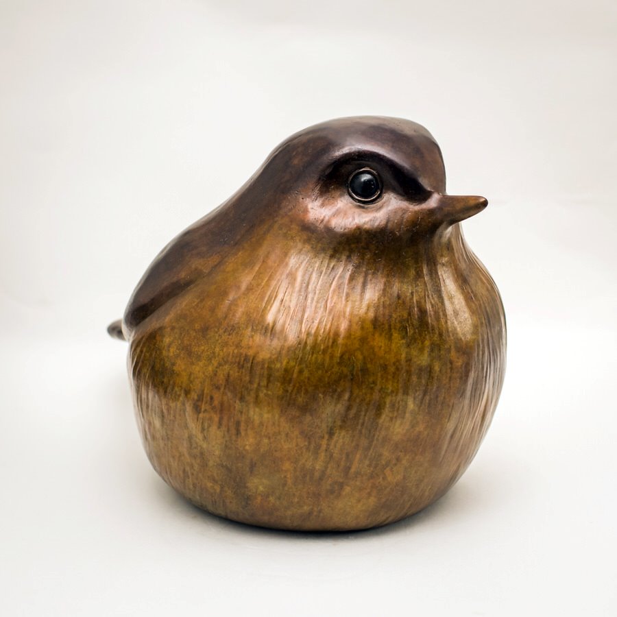 Large Bronze Robin Sculpture - sarahbrabbin