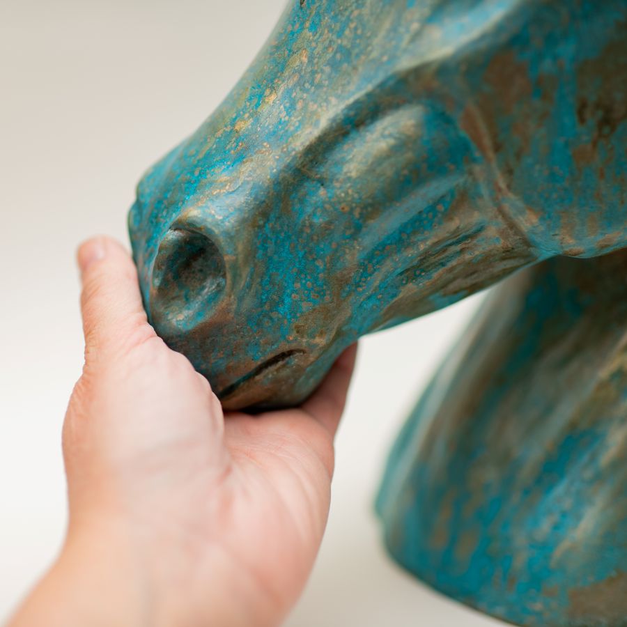 Large Bronze Horse Head Sculpture - sarahbrabbin