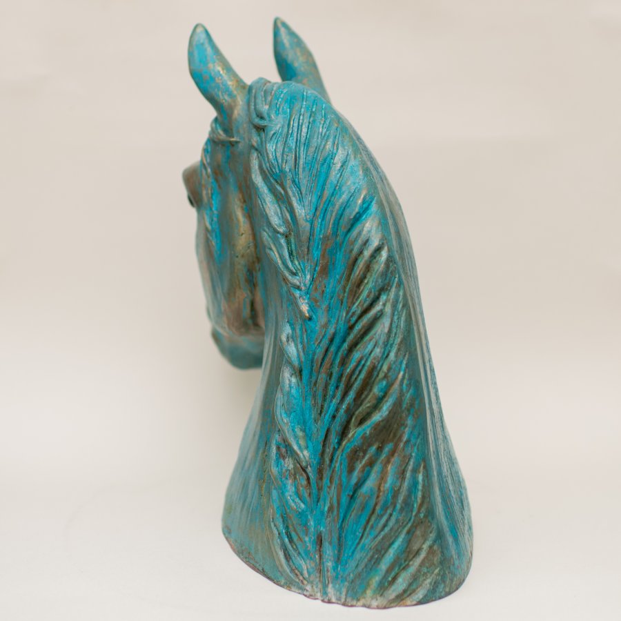 Large Bronze Horse Head Sculpture - sarahbrabbin