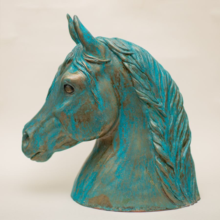 Large Bronze Horse Head Sculpture - sarahbrabbin