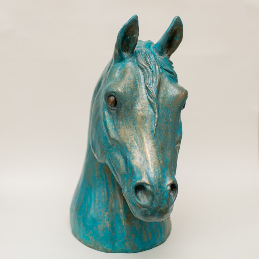 Large Bronze Horse Head Sculpture - sarahbrabbin