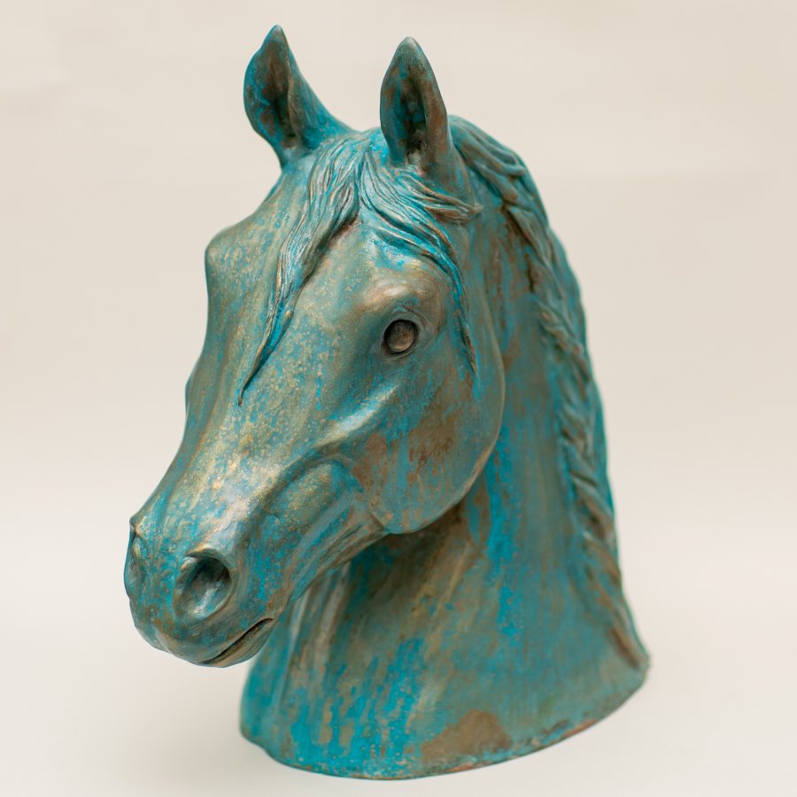 Large Bronze Horse Head Sculpture - sarahbrabbin