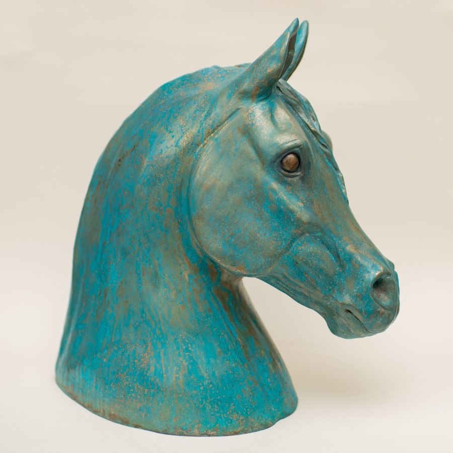 Large Bronze Horse Head Sculpture - sarahbrabbin
