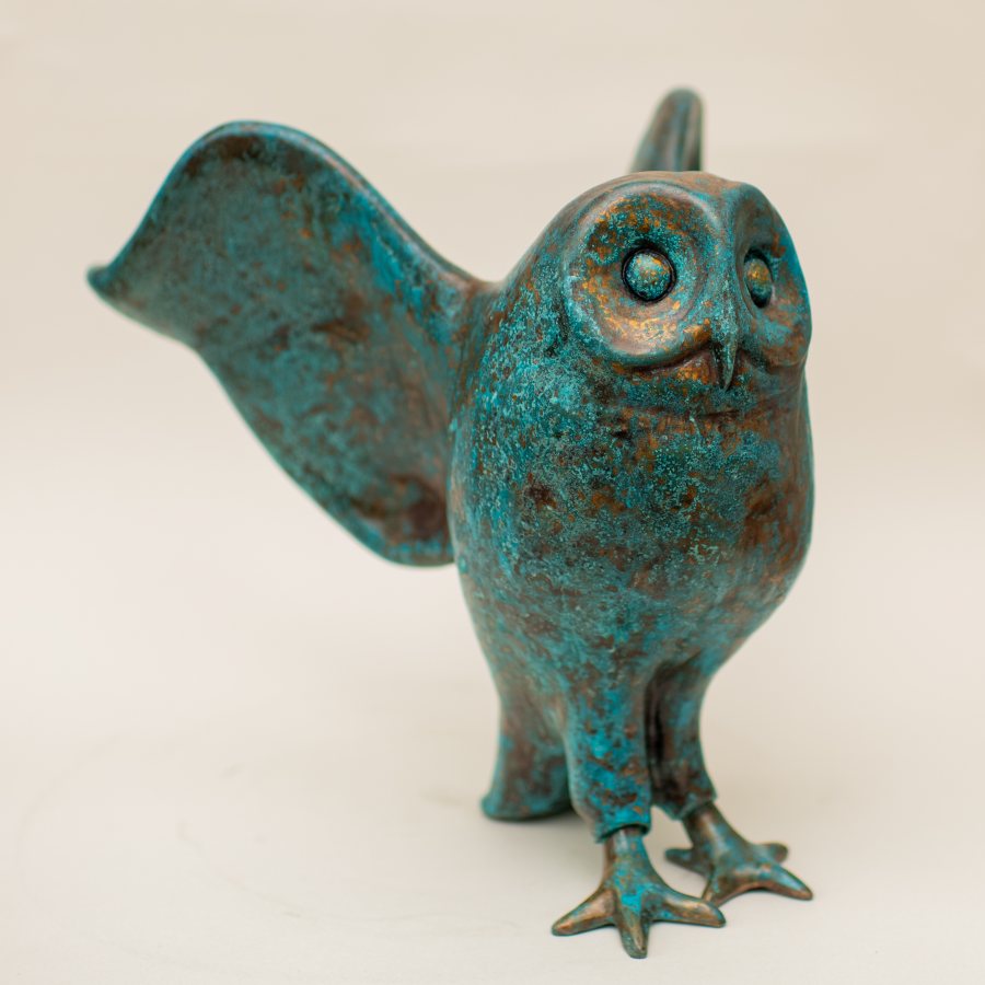 Large Bronze Owl Sculpture - sarahbrabbin