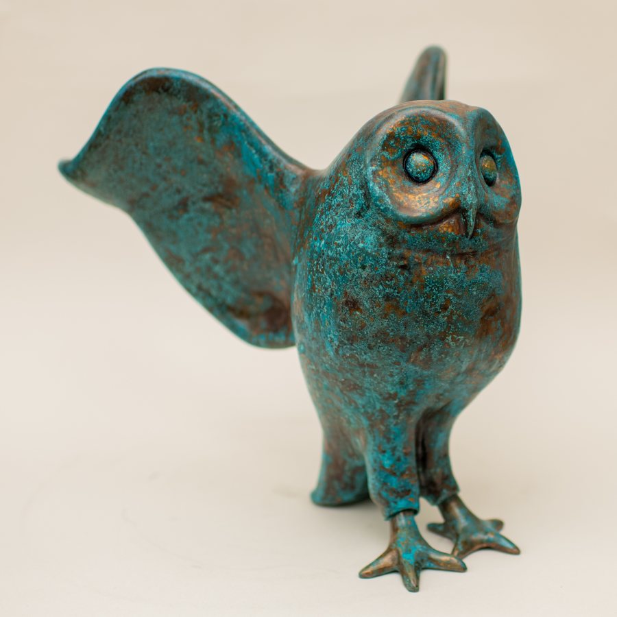 Large Bronze Owl Sculpture - sarahbrabbin