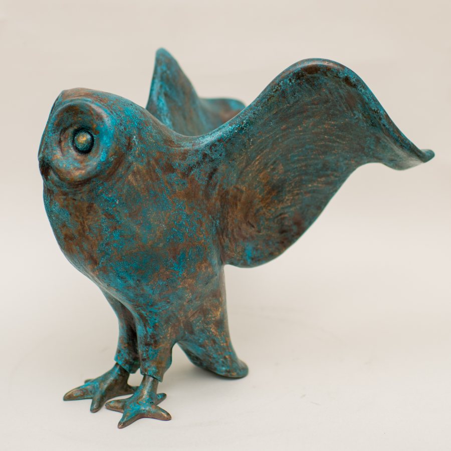Large Bronze Owl Sculpture - sarahbrabbin