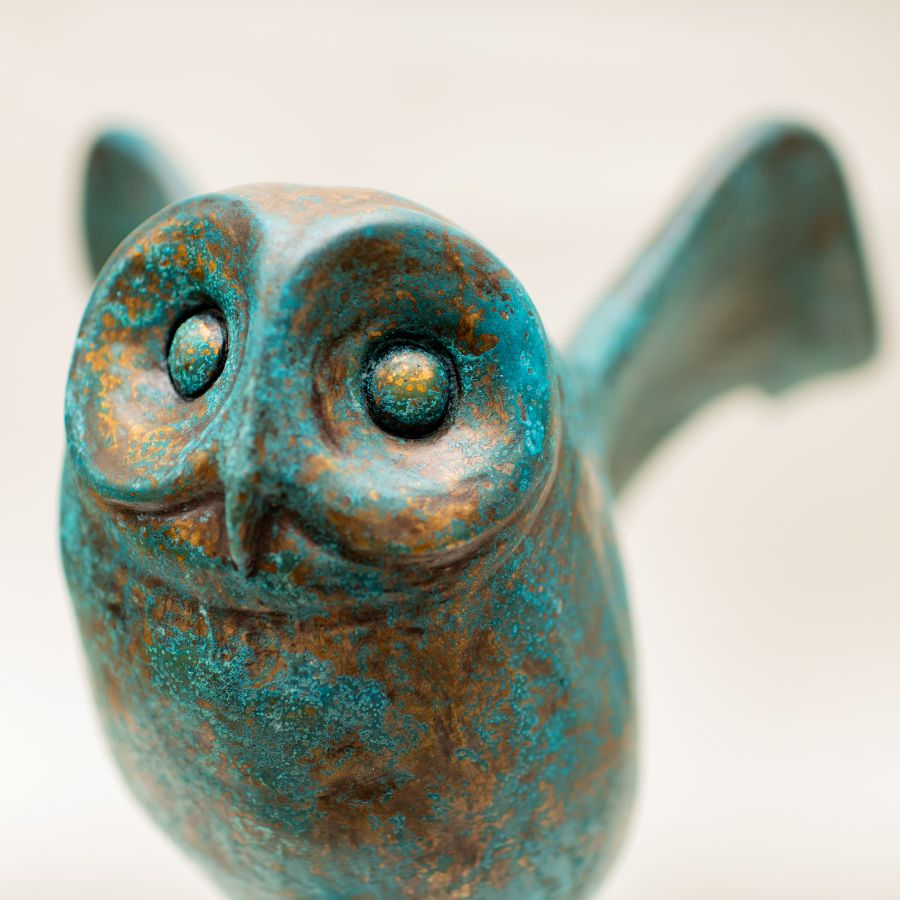 Large Bronze Owl Sculpture - sarahbrabbin