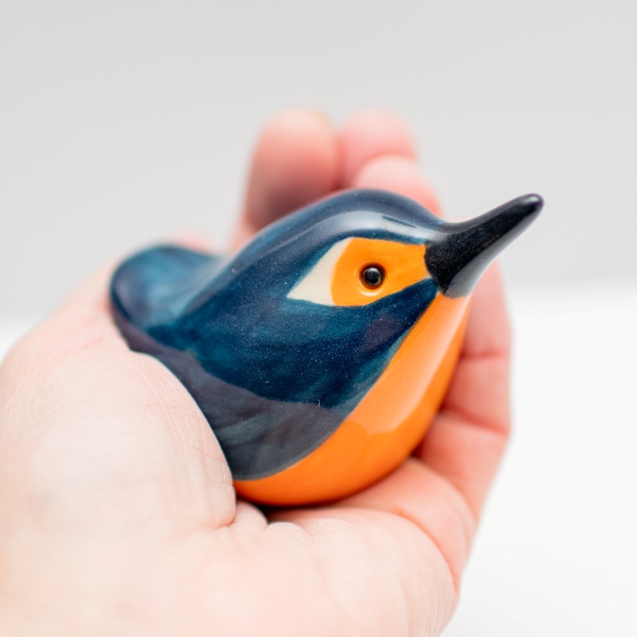 Ceramic Kingfisher Sculpture - Glossy - sarahbrabbin