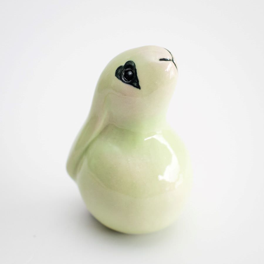 Small Ceramic Bunny - Heart Eyes - sarahbrabbin