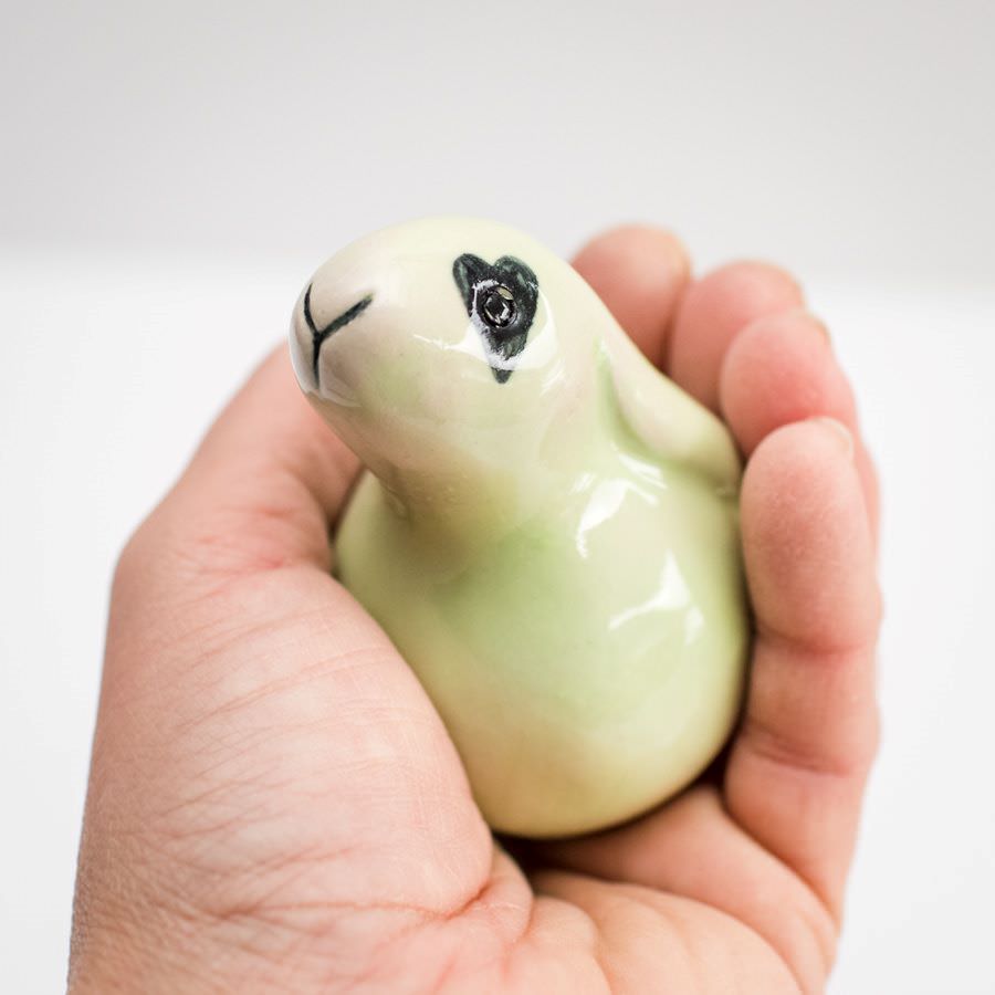 Small Ceramic Bunny - Heart Eyes - sarahbrabbin