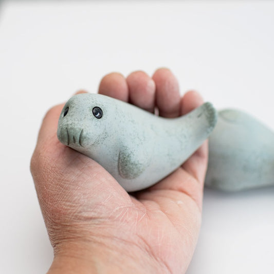 Ceramic grey seal sculpture