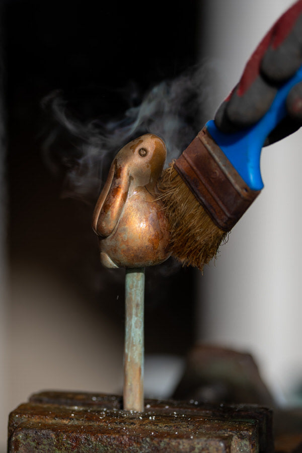 Foundry cast bronze bunny rabbit sculpture - sarahbrabbin