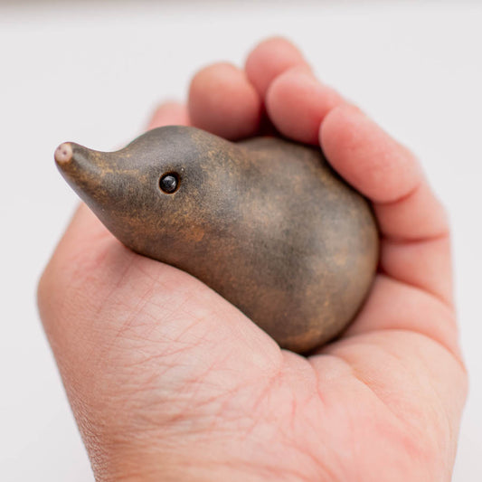 Small ceramic shrew sculpture