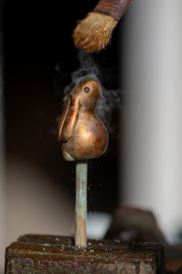 Foundry cast bronze bunny sculpture - sarahbrabbin