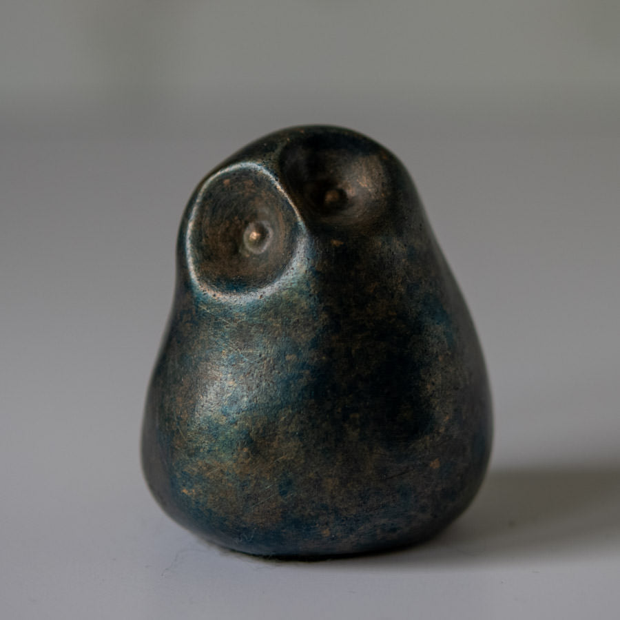 Foundry cast bronze little owl sculpture - sarahbrabbin