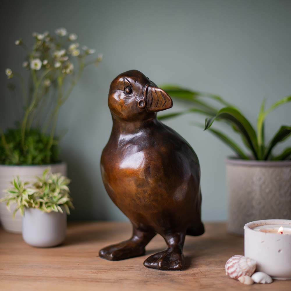 Large Bronze Puffin Sculpture - Puffin Billy - sarahbrabbin