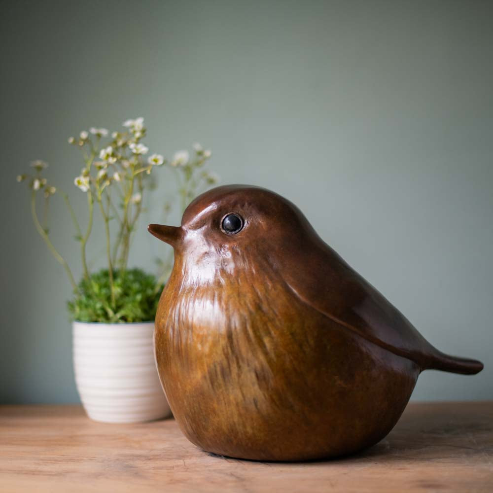 Large Bronze Robin Sculpture - sarahbrabbin