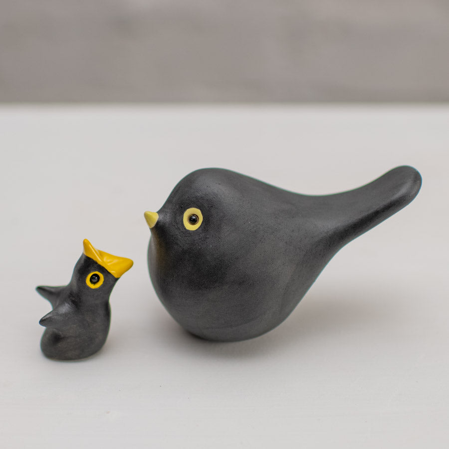 Ceramic Blackbird and Chick - sarahbrabbin