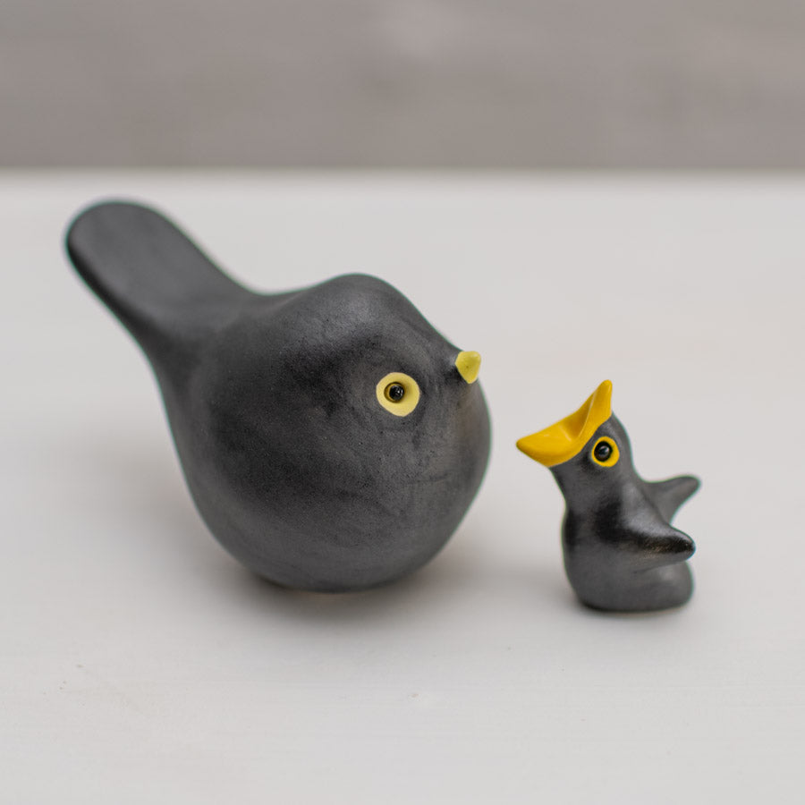 Ceramic Blackbird and Chick - sarahbrabbin