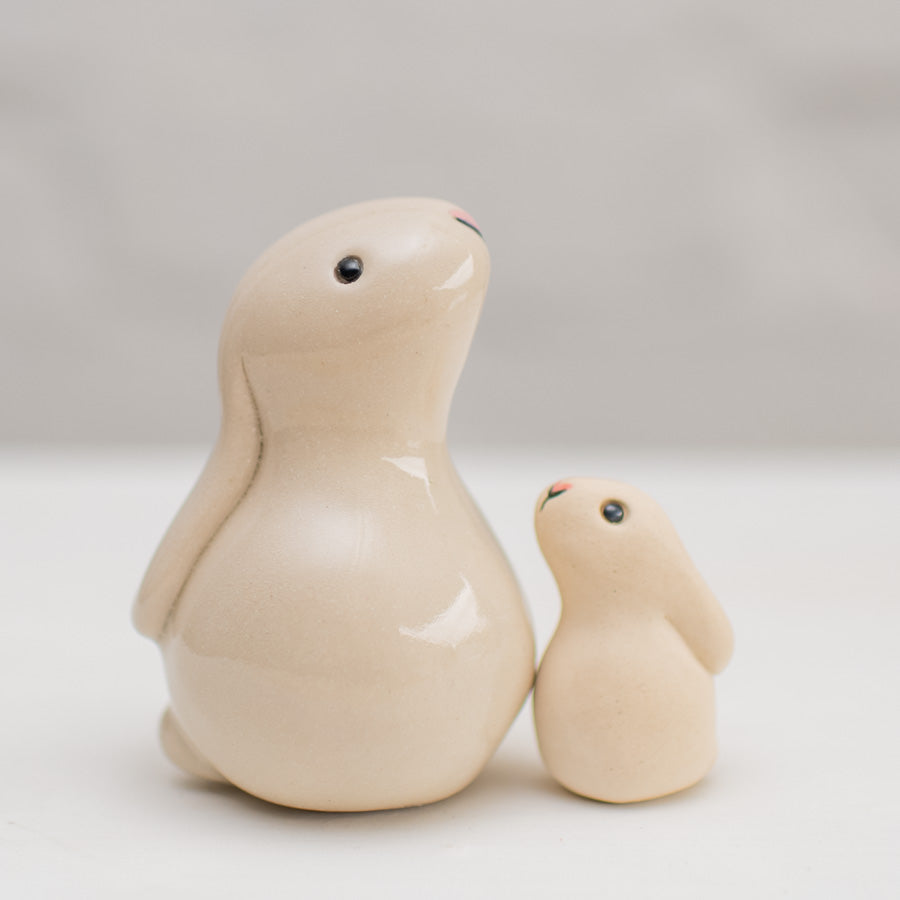 Small Ceramic Bobbly Bunny & Baby - sarahbrabbin