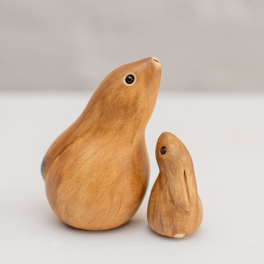 Small Ceramic Hare and Leveret Sculpture - sarahbrabbin