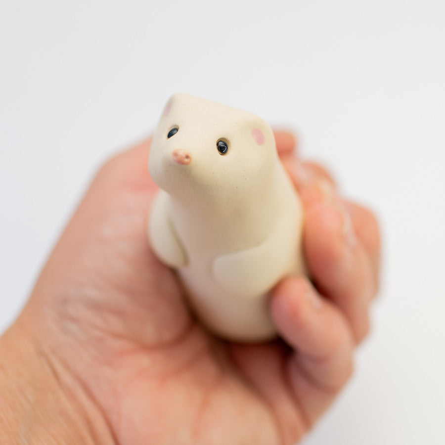 Ceramic winter stoat - sarahbrabbin
