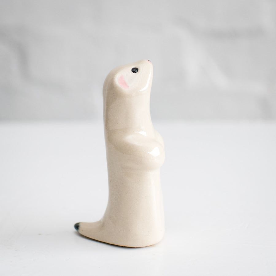 Ceramic Winter Stoat Sculpture - sarahbrabbin