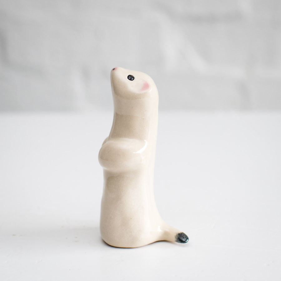 Ceramic Winter Stoat Sculpture - sarahbrabbin