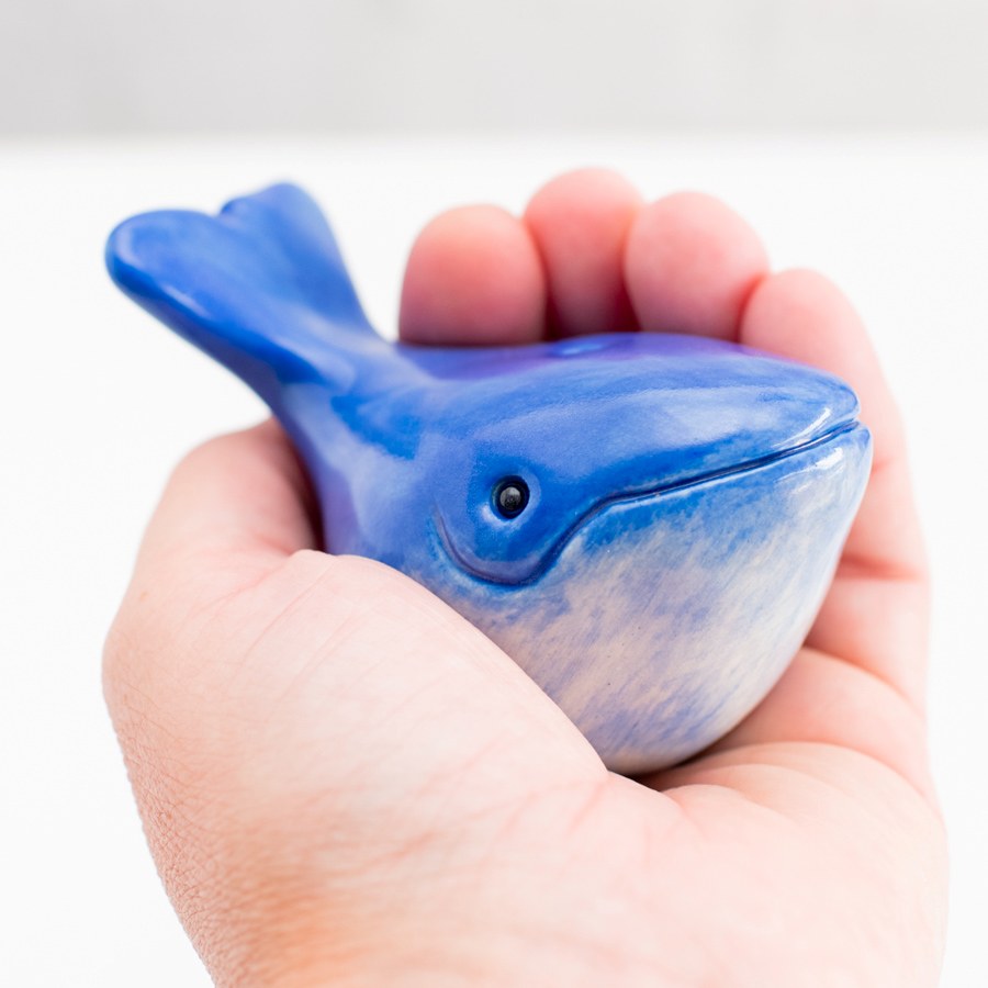 Jaunty Ceramic Whale Sculpture