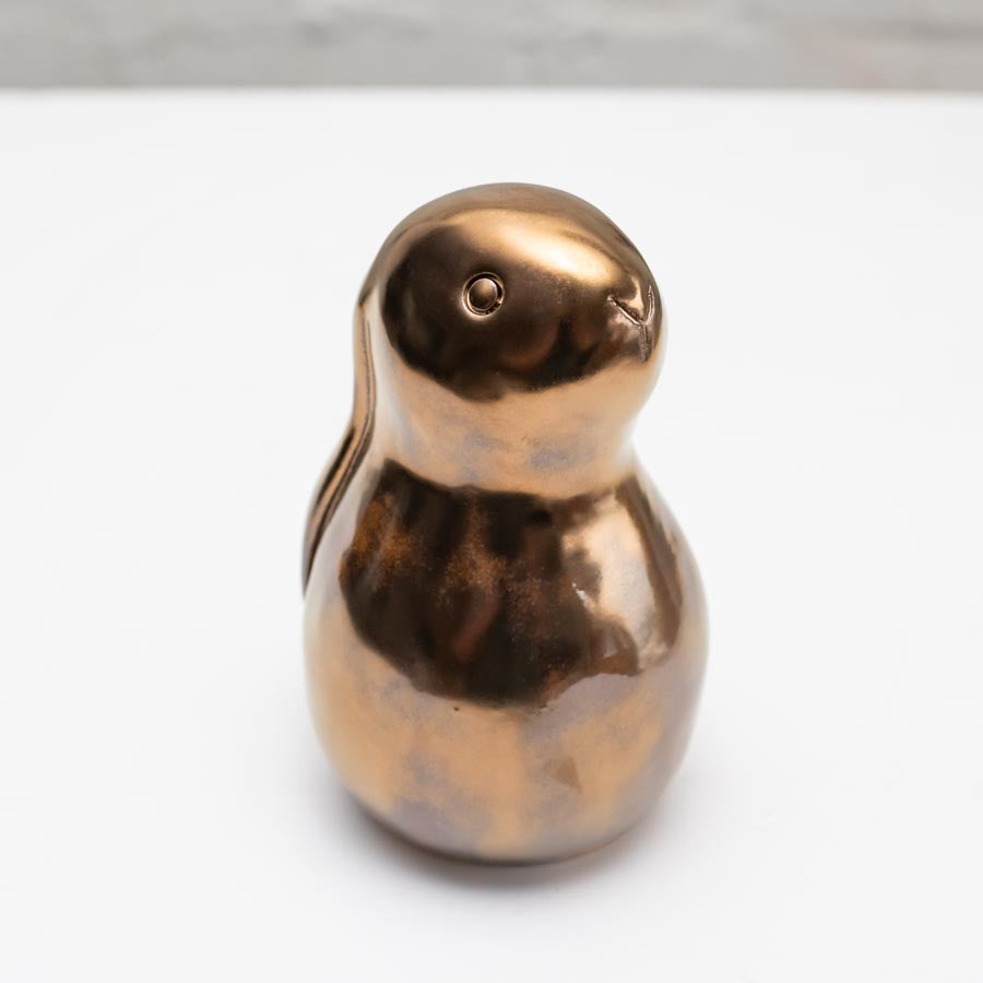 Medium Ceramic Golden Bunny Sculpture