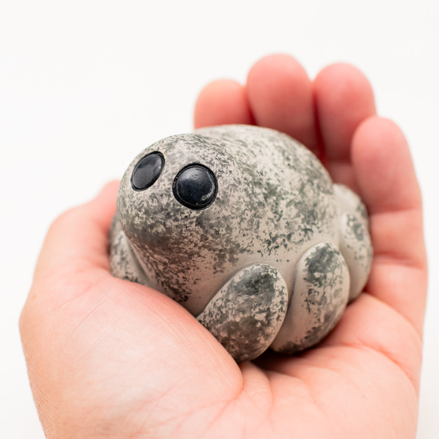 Grey ceramic spider sculpture