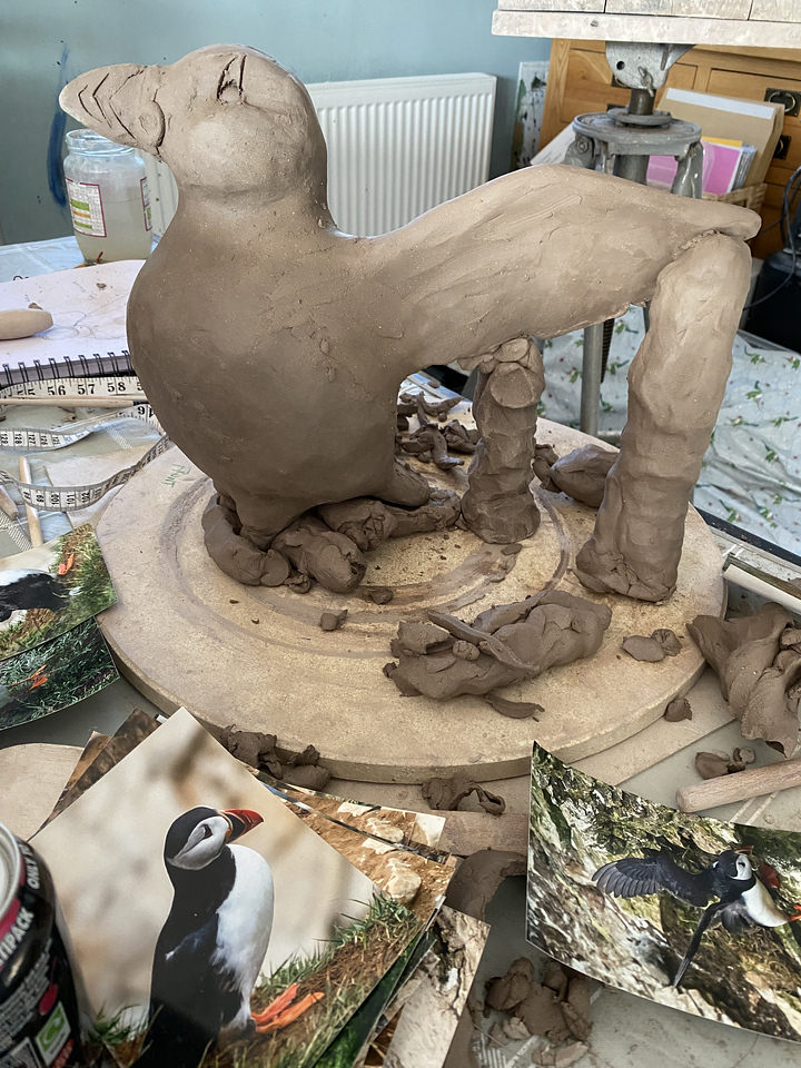 Large Bronze Puffin Sculpture - Flippy Flappy - CAST TO ORDER