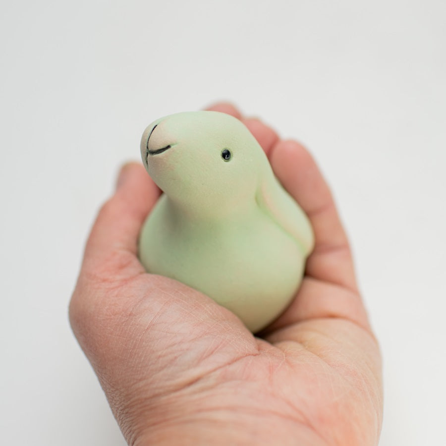 Small Ceramic Bunny - Minty Green - sarahbrabbin