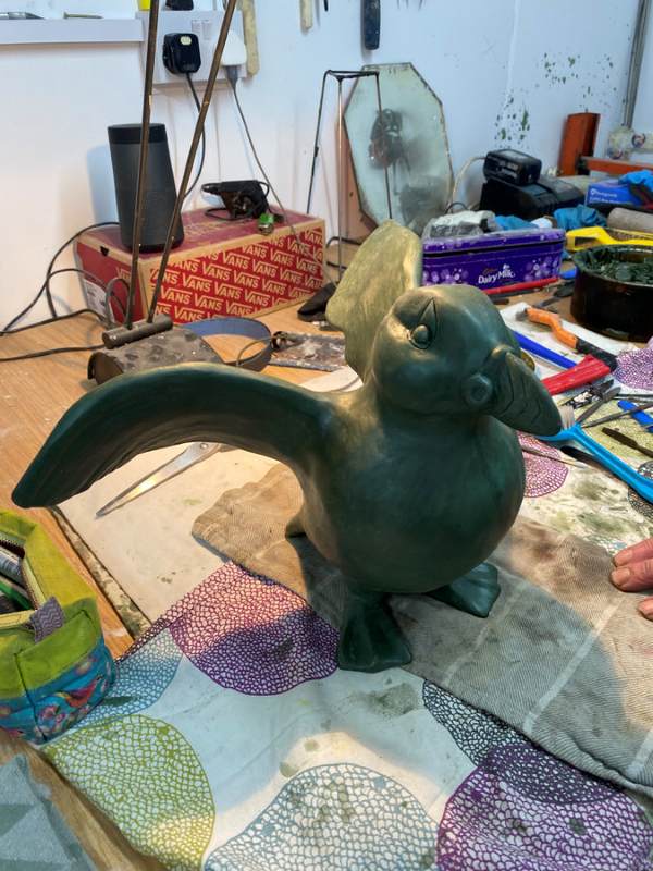 Large Bronze Puffin Sculpture - Flippy Flappy - CAST TO ORDER