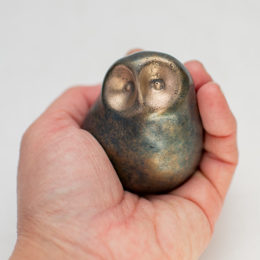 Foundry cast small bronze owl - sarahbrabbin