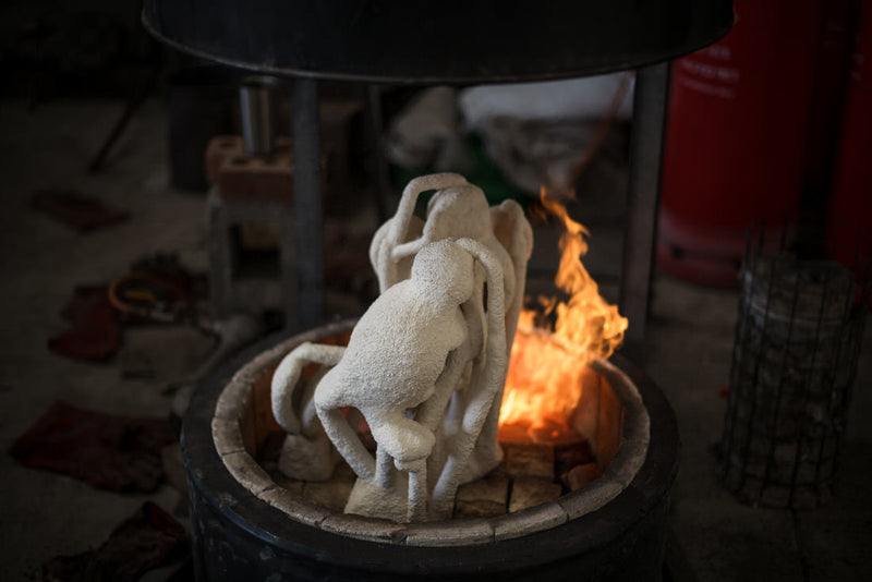 Puffin sculptures Billy and Arthur in the furnace