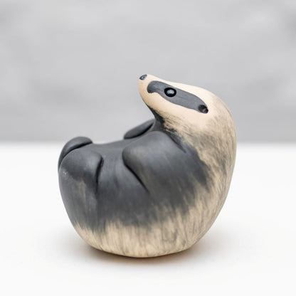 Curly Ceramic Badger Sculpture