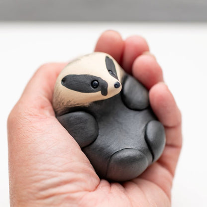 Curly Ceramic Badger Sculpture