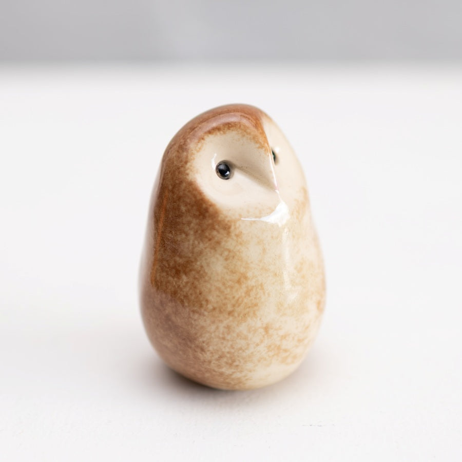 Ceramic Barn Owl Sculpture - Hand Sculpted Ceramic, Miniature