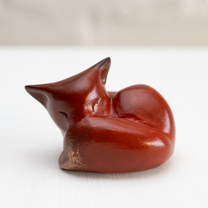 Small foundry bronze fox sculpture