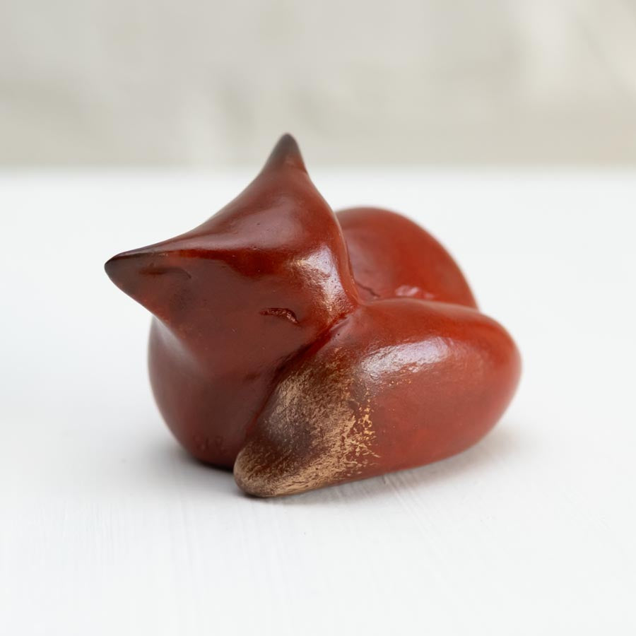 Small foundry bronze fox sculpture