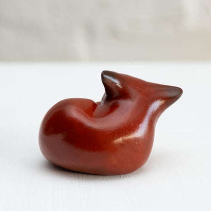 Small foundry bronze fox sculpture