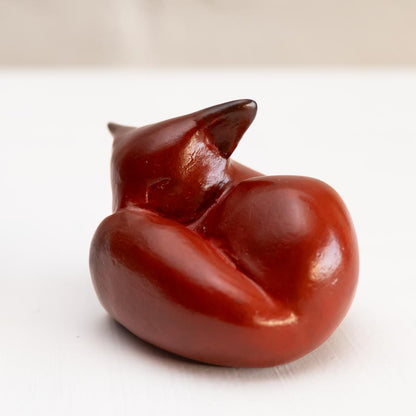 Small foundry bronze fox sculpture