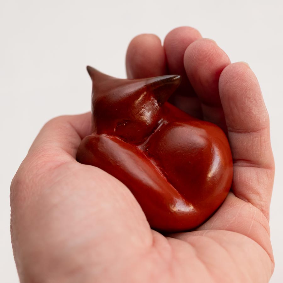 Small foundry bronze fox sculpture