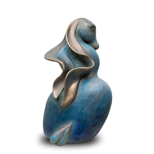 A bronze Hare sculpture against a plain background