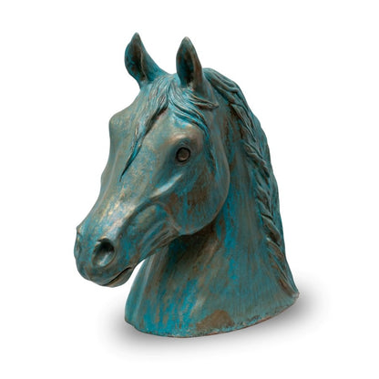 Bronze horse head sculpture