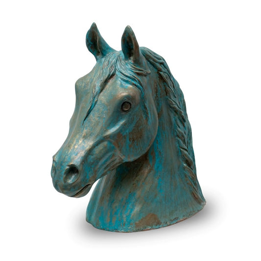 Bronze horse head sculpture