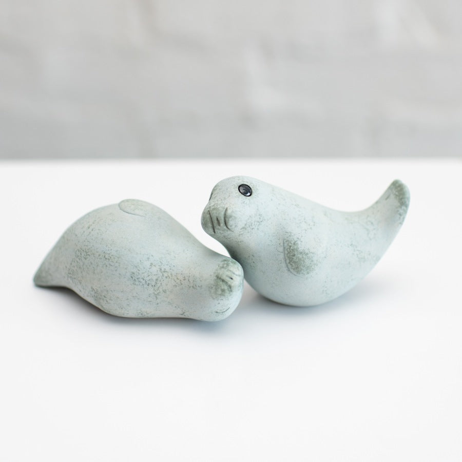 Ceramic grey seal sculpture