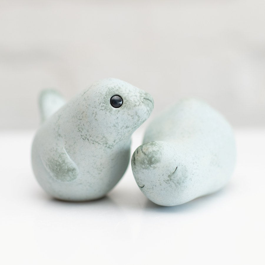 Ceramic grey seal sculpture